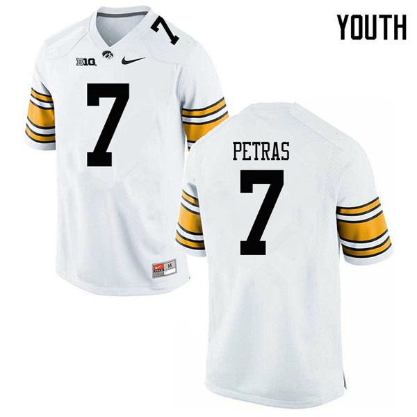 Youth #7 Spencer Petras Iowa Hawkeyes College Football Jerseys Sale-White